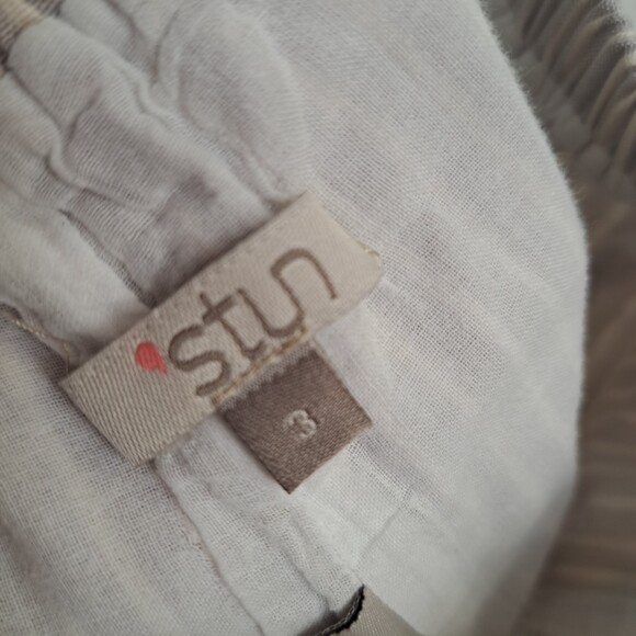 Gray Tan Striped Tie side Shorts Bloomers by STUN - Picture 3 of 4
